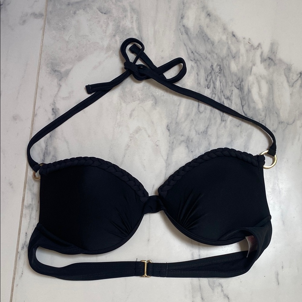 Black Halter braided Bikini Top